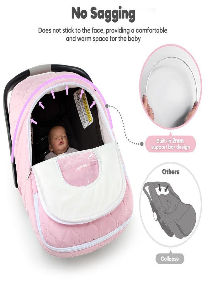 mamatepe Winter Baby Car Seat Cover, Waterproof, Windproof Warm Fleece Breathable with Full Zipper for Newborn Car Seat, Pink - Image 3